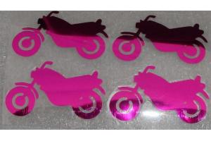 4 Buegelpailletten \"Motorraeder\" spiegel pink
